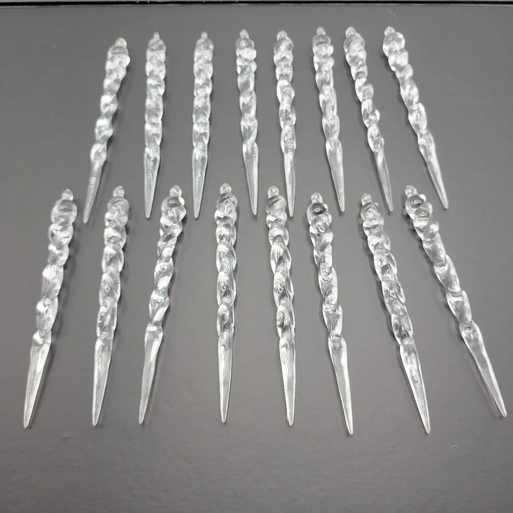 Clear Acrylic Icicle Ornaments Set Of 16 Christmas Tree Holiday Decor 4